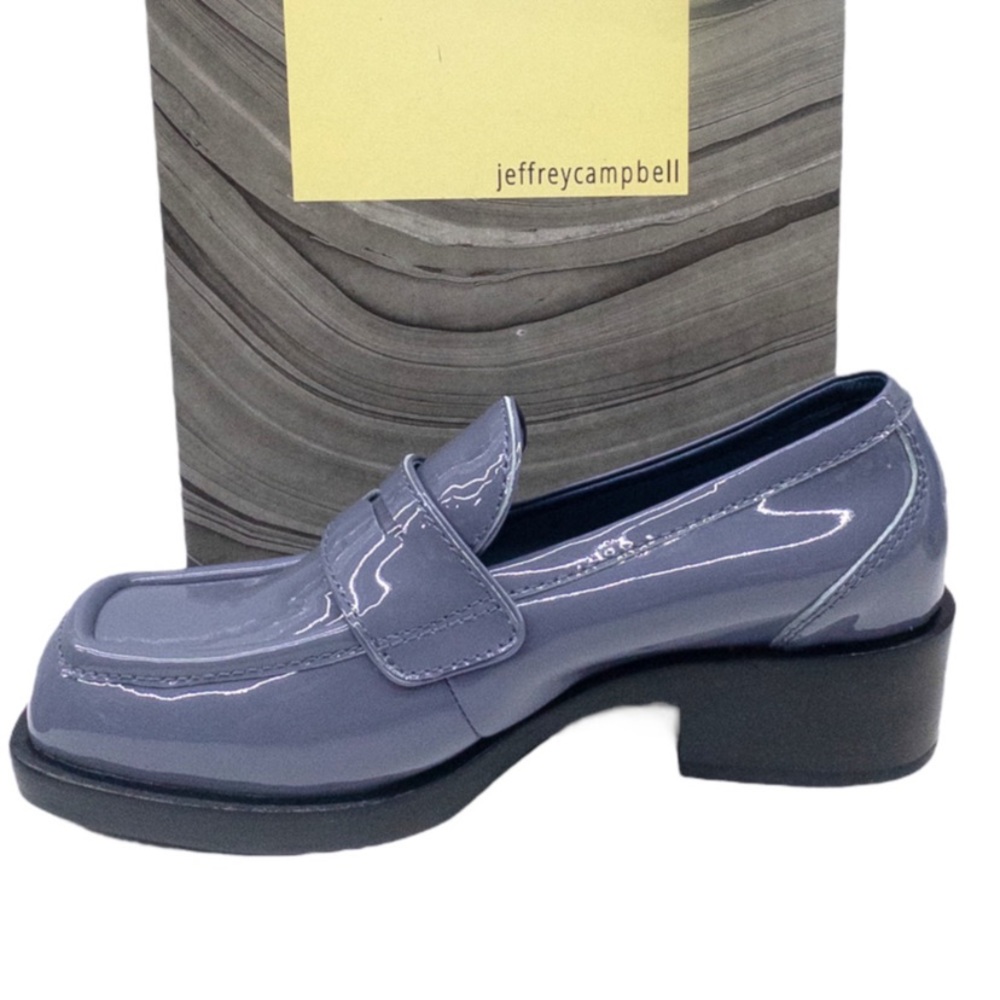 Jeffrey Campbell Womens Sorbonne Dusty Navy Patent Penny Loafer Shoes 7.5